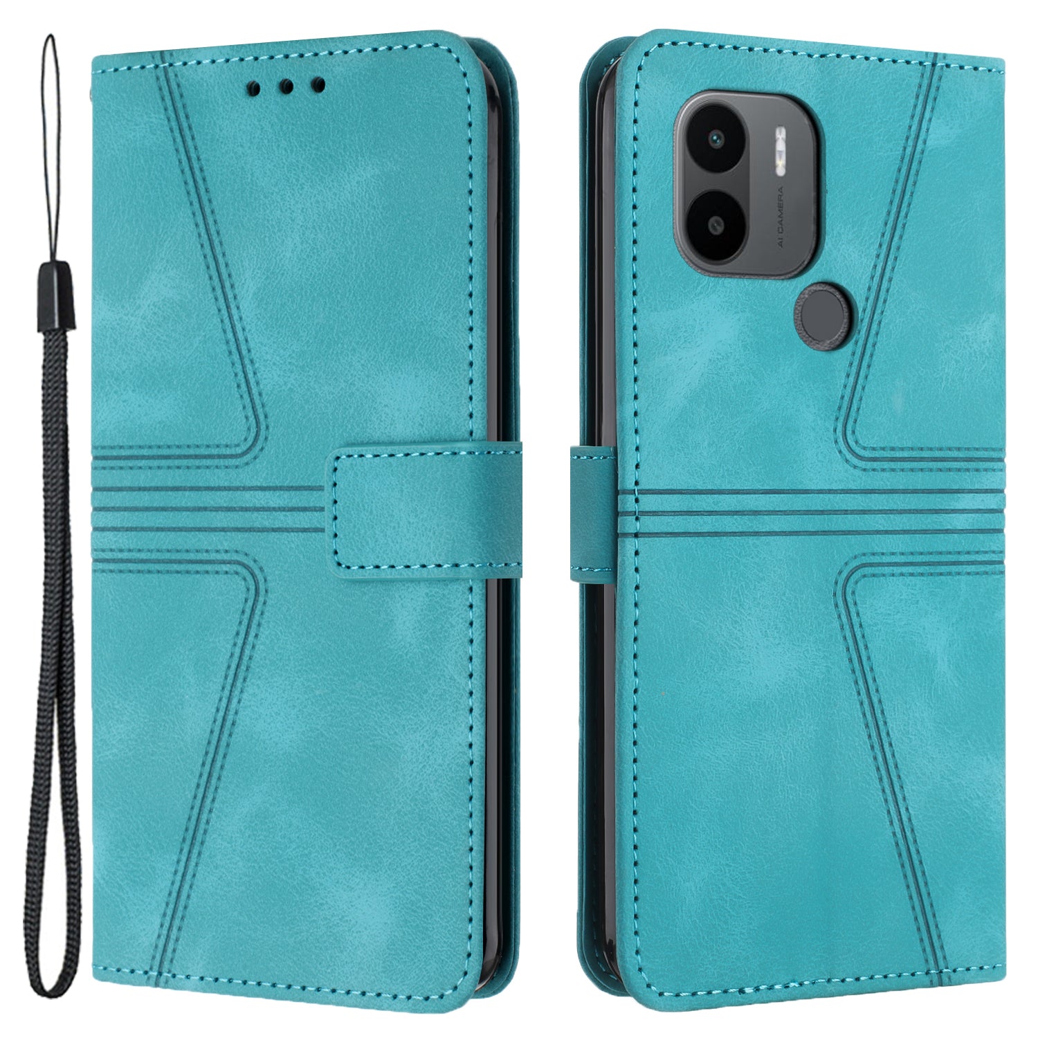 For Xiaomi Redmi A1+ 4G Case PU Leather Wallet Stand Cover Triangle Imprinted