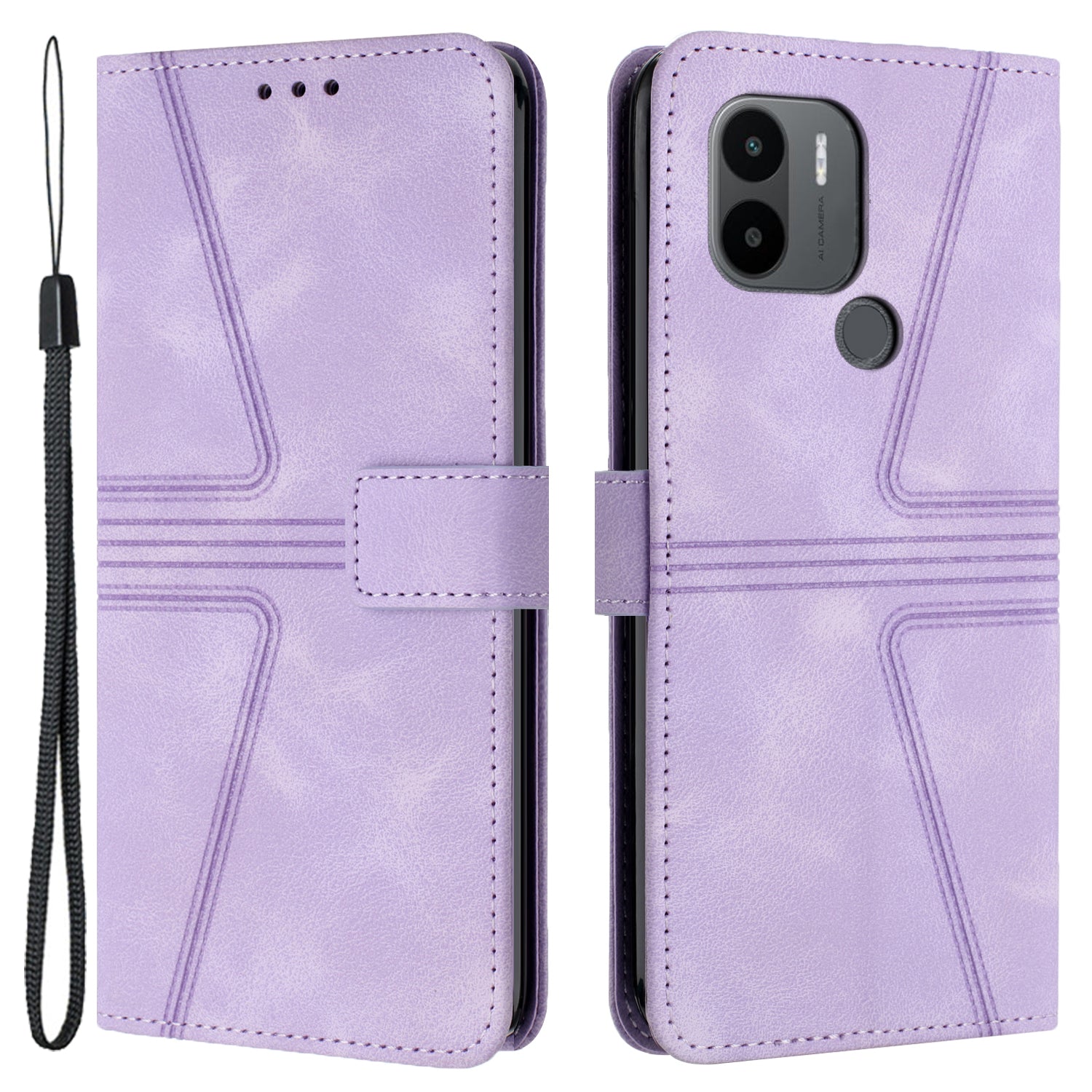 For Xiaomi Redmi A1+ 4G Case PU Leather Wallet Stand Cover Triangle Imprinted