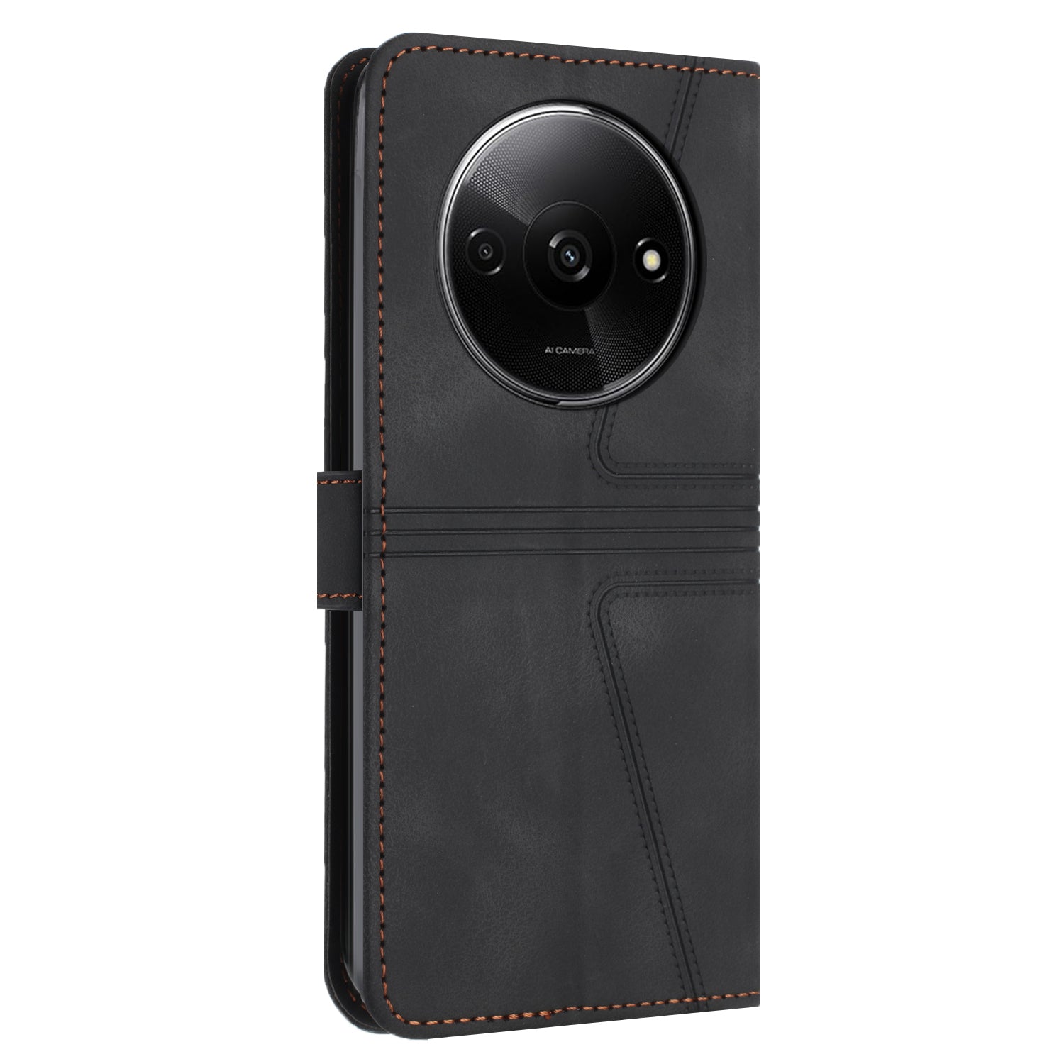For Xiaomi Redmi A3 / Poco C61 4G Leather Case Triangle Imprinted Stand Phone Cover