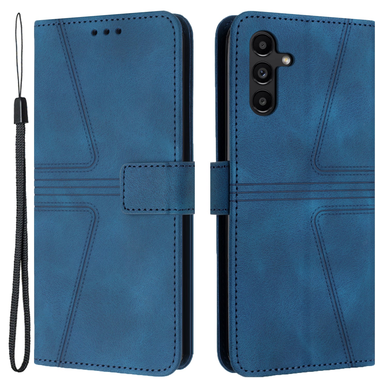 For Samsung Galaxy A24 4G (162.1 x 77.6 x 8.3mm) Phone Case Triangle Imprinted Solid Color Leather Flip Cover