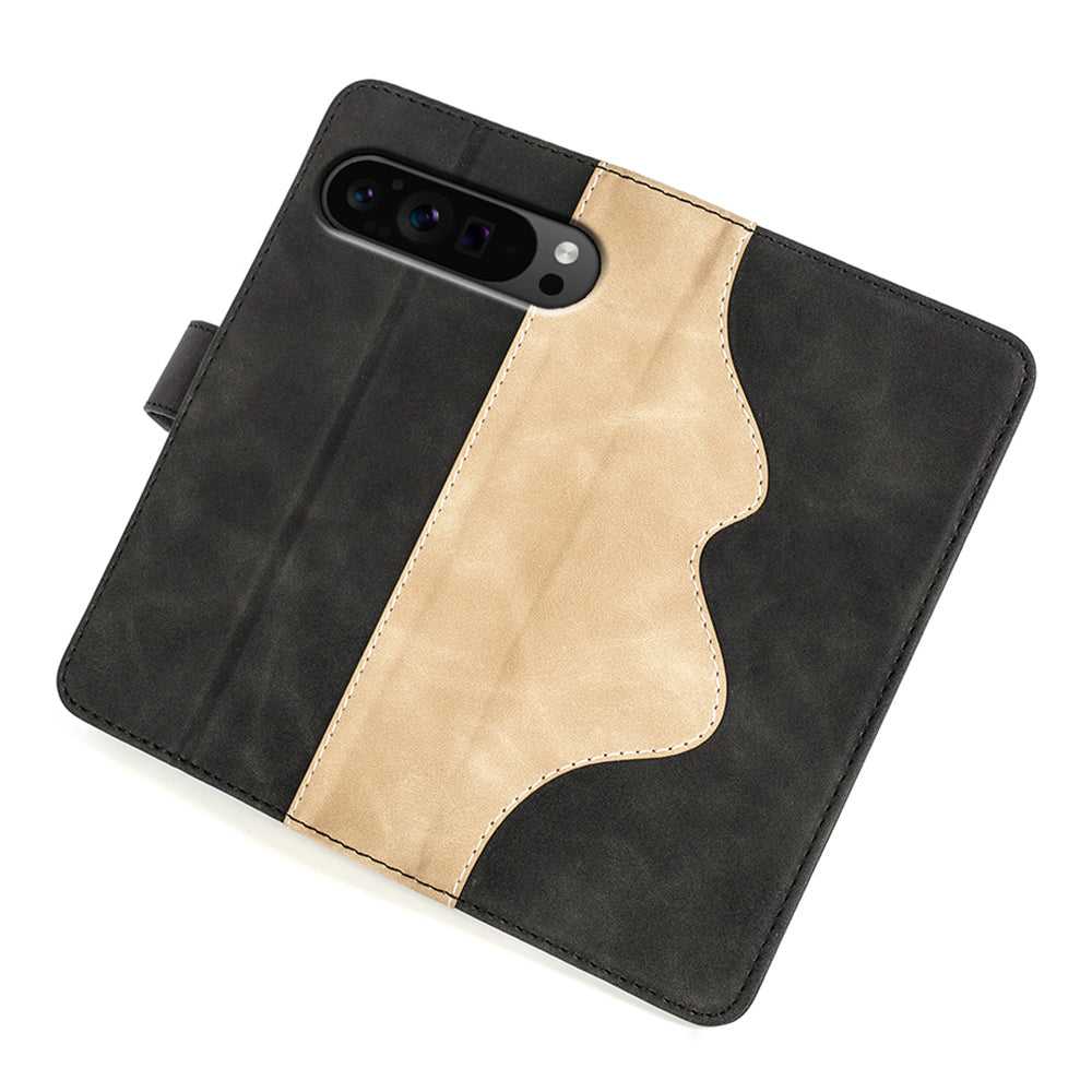 For Google Pixel 9 Pro Wallet Case PU Leather Color Splicing Cell Phone Cover