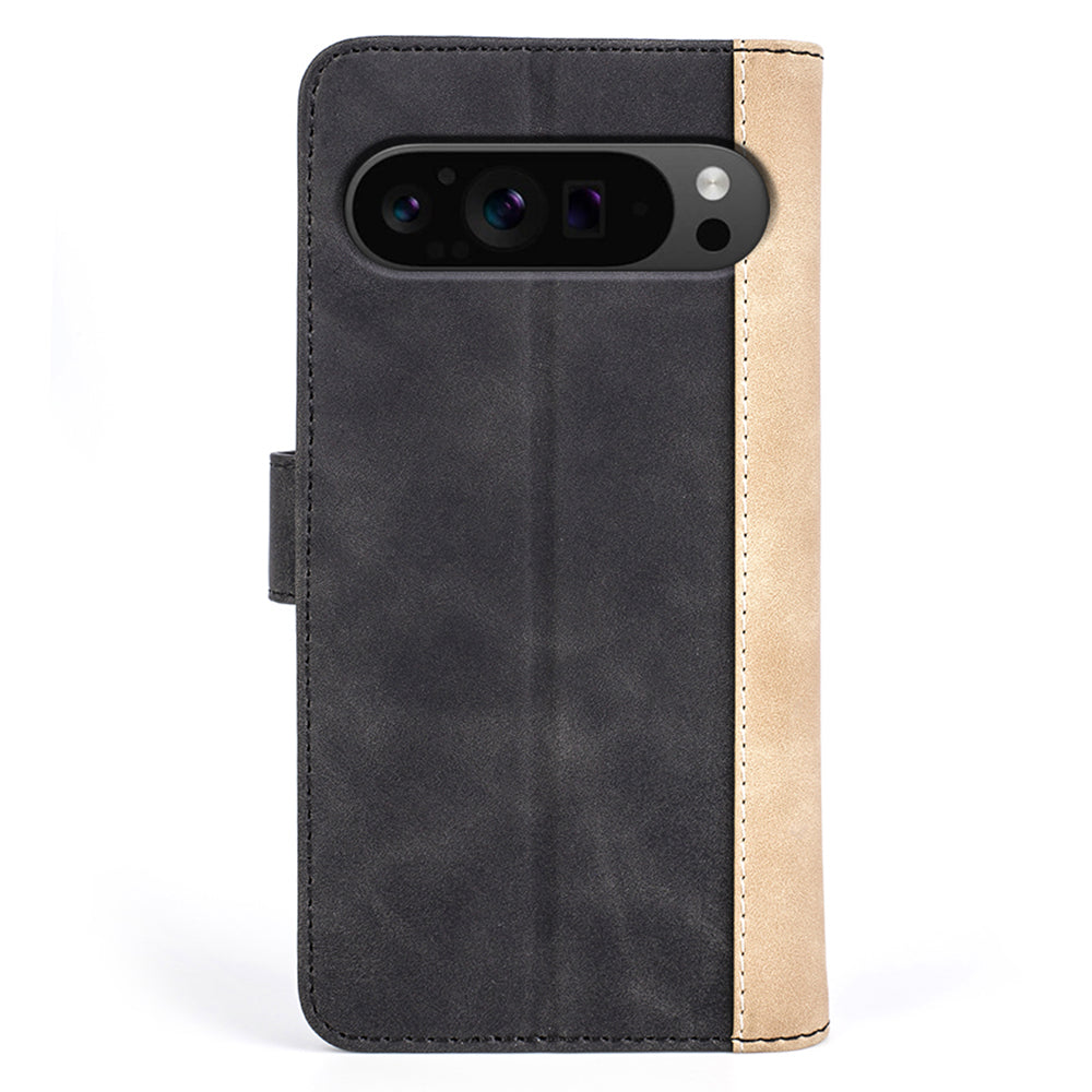 For Google Pixel 9 Pro Wallet Case PU Leather Color Splicing Cell Phone Cover
