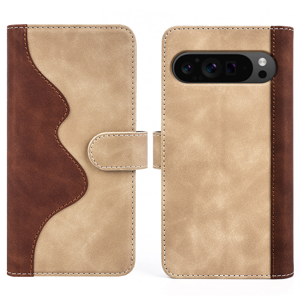 For Google Pixel 9 Pro Wallet Case PU Leather Color Splicing Cell Phone Cover