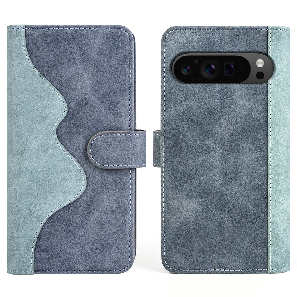 For Google Pixel 9 Pro Wallet Case PU Leather Color Splicing Cell Phone Cover