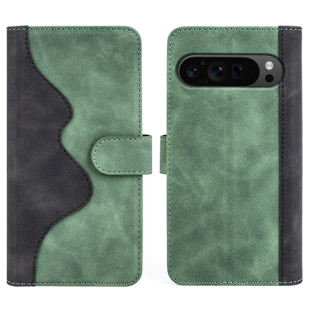 For Google Pixel 9 Pro Wallet Case PU Leather Color Splicing Cell Phone Cover