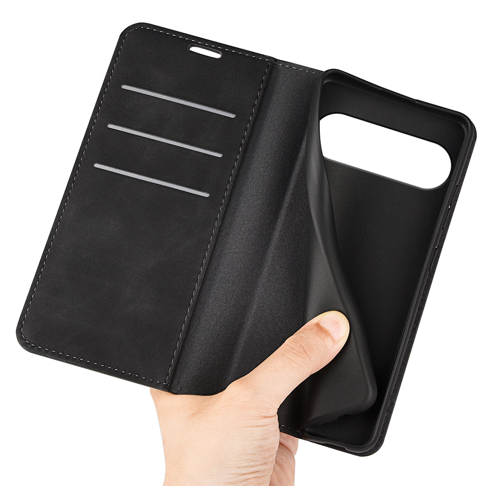 For Google Pixel 9 Pro Cell Phone Case Skin-Touch Magnetic Closing PU Leather Shockproof Cover