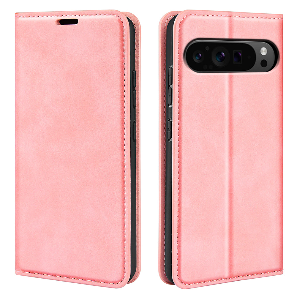 For Google Pixel 9 Pro Cell Phone Case Skin-Touch Magnetic Closing PU Leather Shockproof Cover