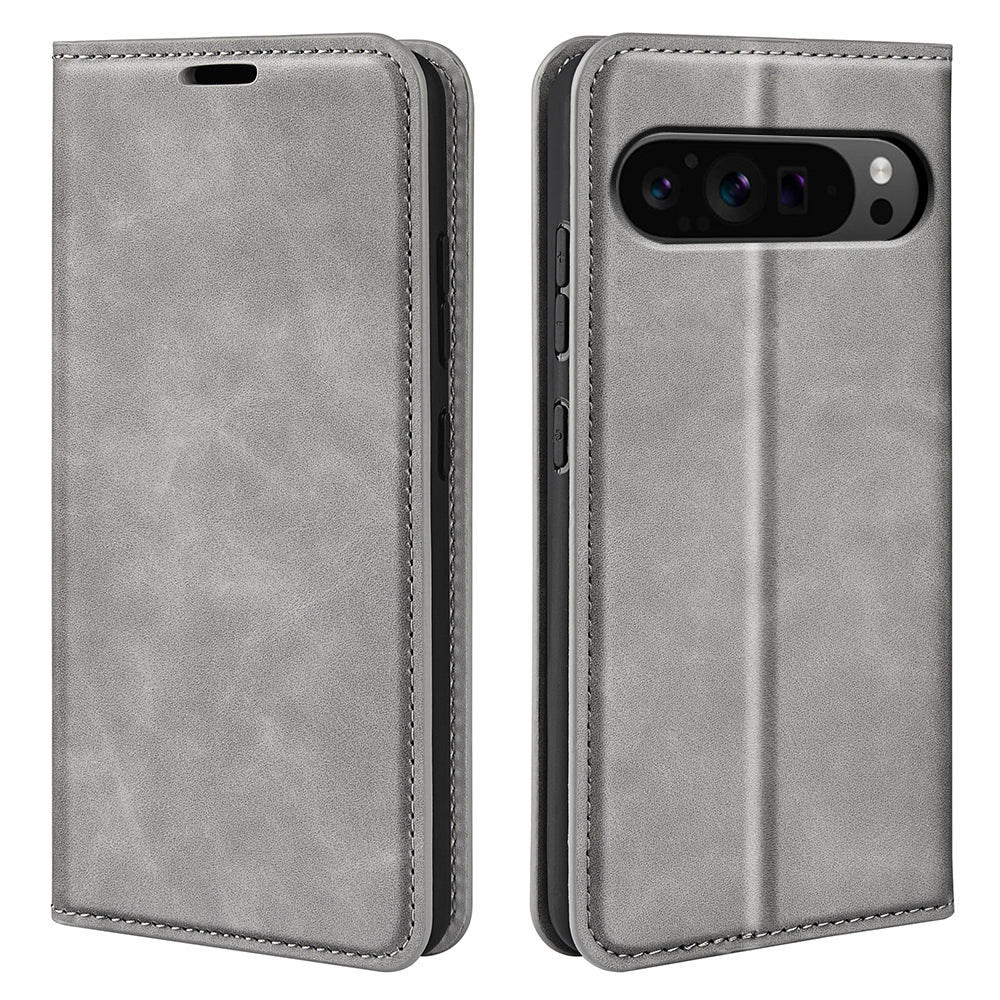 For Google Pixel 9 Pro Cell Phone Case Skin-Touch Magnetic Closing PU Leather Shockproof Cover