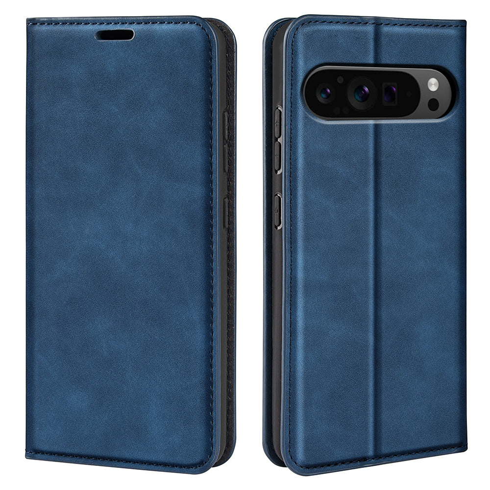 For Google Pixel 9 Pro Cell Phone Case Skin-Touch Magnetic Closing PU Leather Shockproof Cover