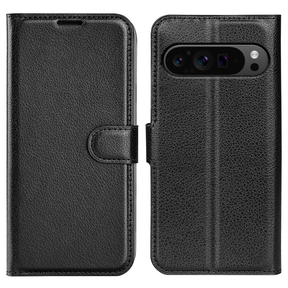 For Google Pixel 9 Pro Case Litchi Texture Protective Leather Folio Phone Cover