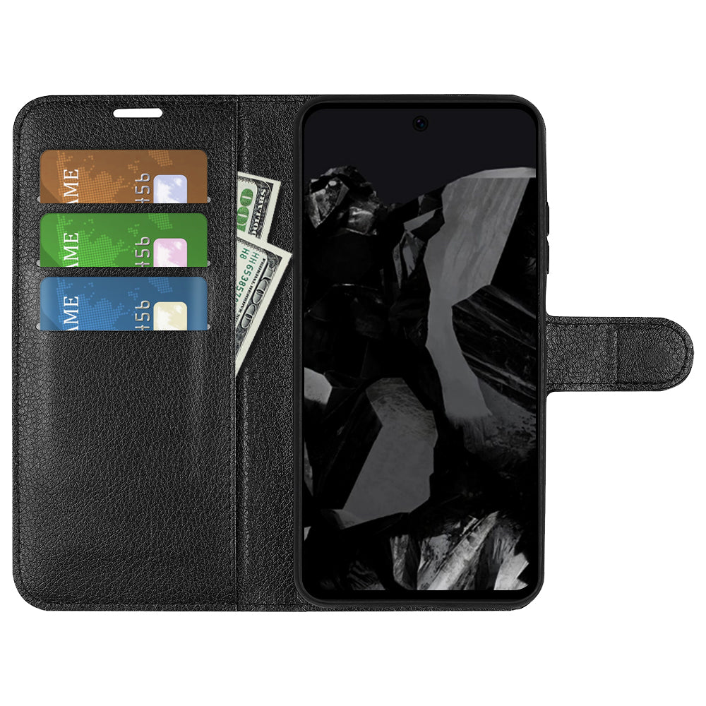 For Google Pixel 9 Pro Case Litchi Texture Protective Leather Folio Phone Cover