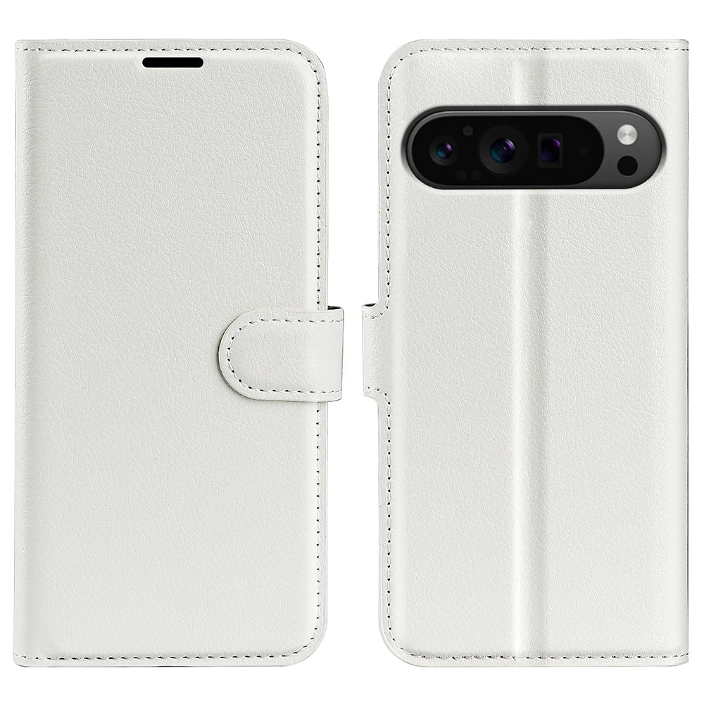 For Google Pixel 9 Pro Case Litchi Texture Protective Leather Folio Phone Cover