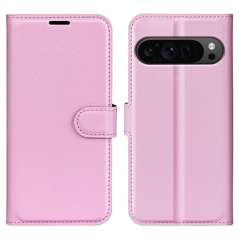 For Google Pixel 9 Pro Case Litchi Texture Protective Leather Folio Phone Cover