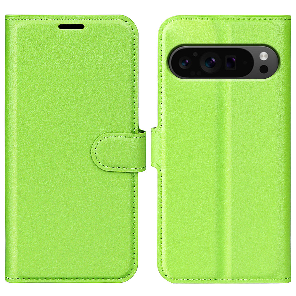 For Google Pixel 9 Pro Case Litchi Texture Protective Leather Folio Phone Cover