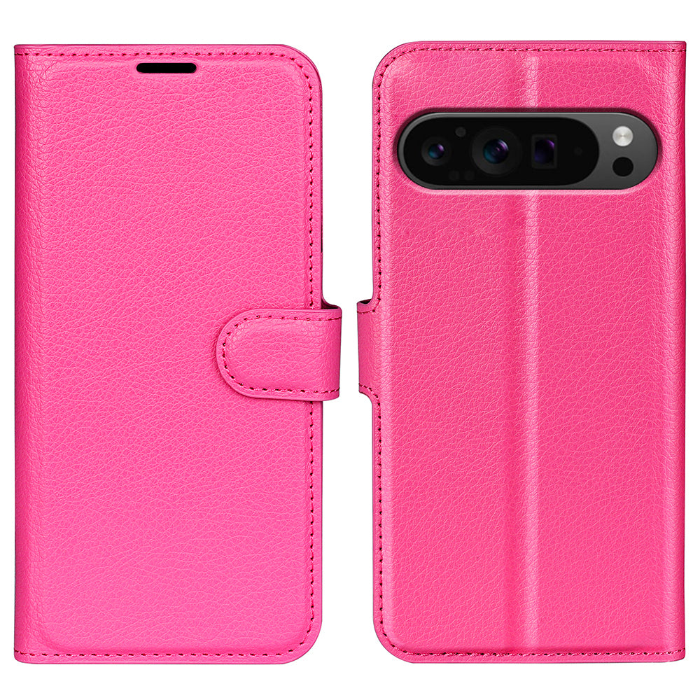 For Google Pixel 9 Pro Case Litchi Texture Protective Leather Folio Phone Cover