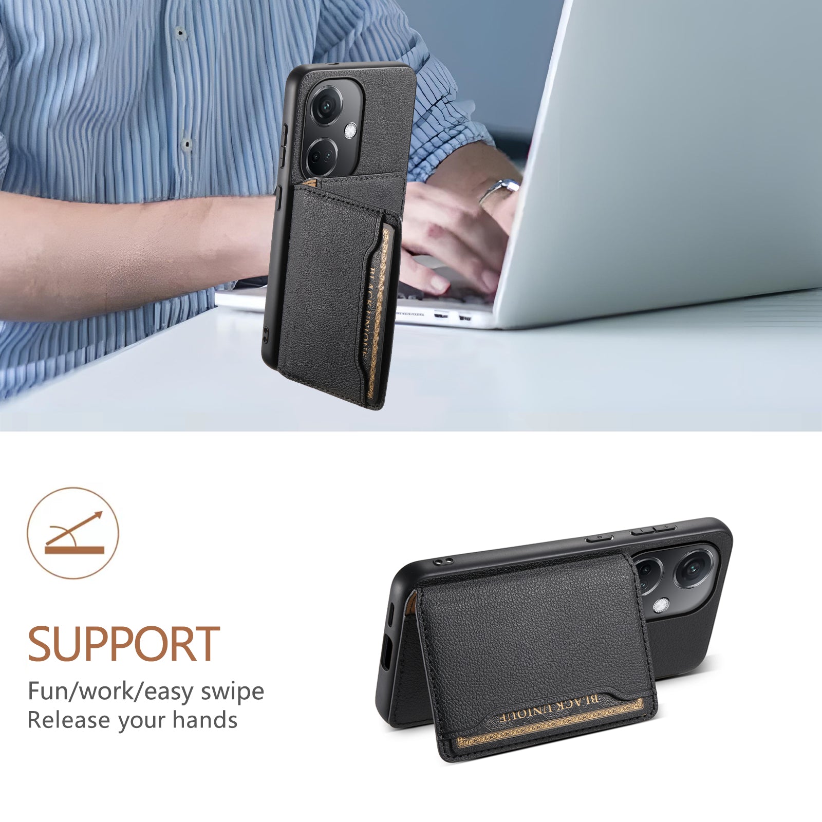 For Oppo K11 5G Case Calf Texture Leather+PC+TPU Phone Cover with 5 Card Slots