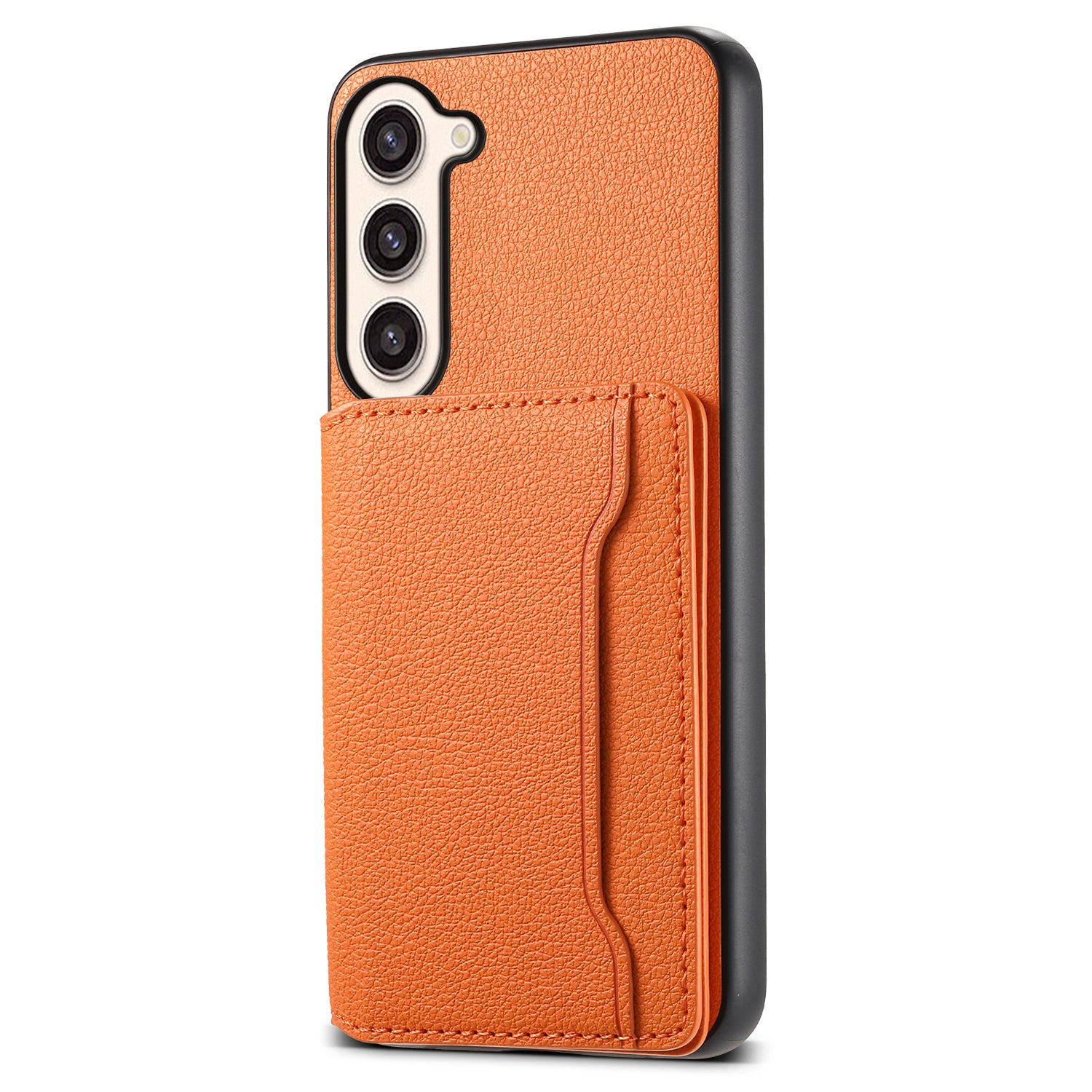 For Samsung Galaxy S23+ Case Card Slots Kickstand Leather Coated TPU+PC Phone Cover