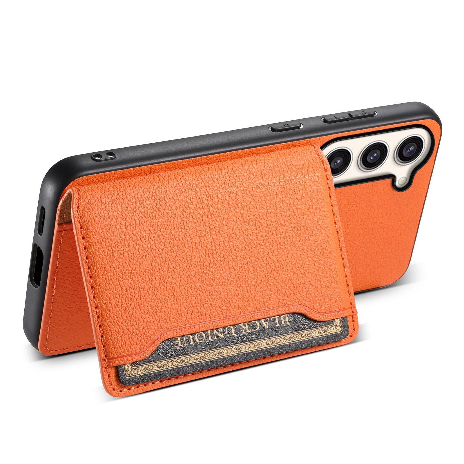 For Samsung Galaxy S23+ Case Card Slots Kickstand Leather Coated TPU+PC Phone Cover