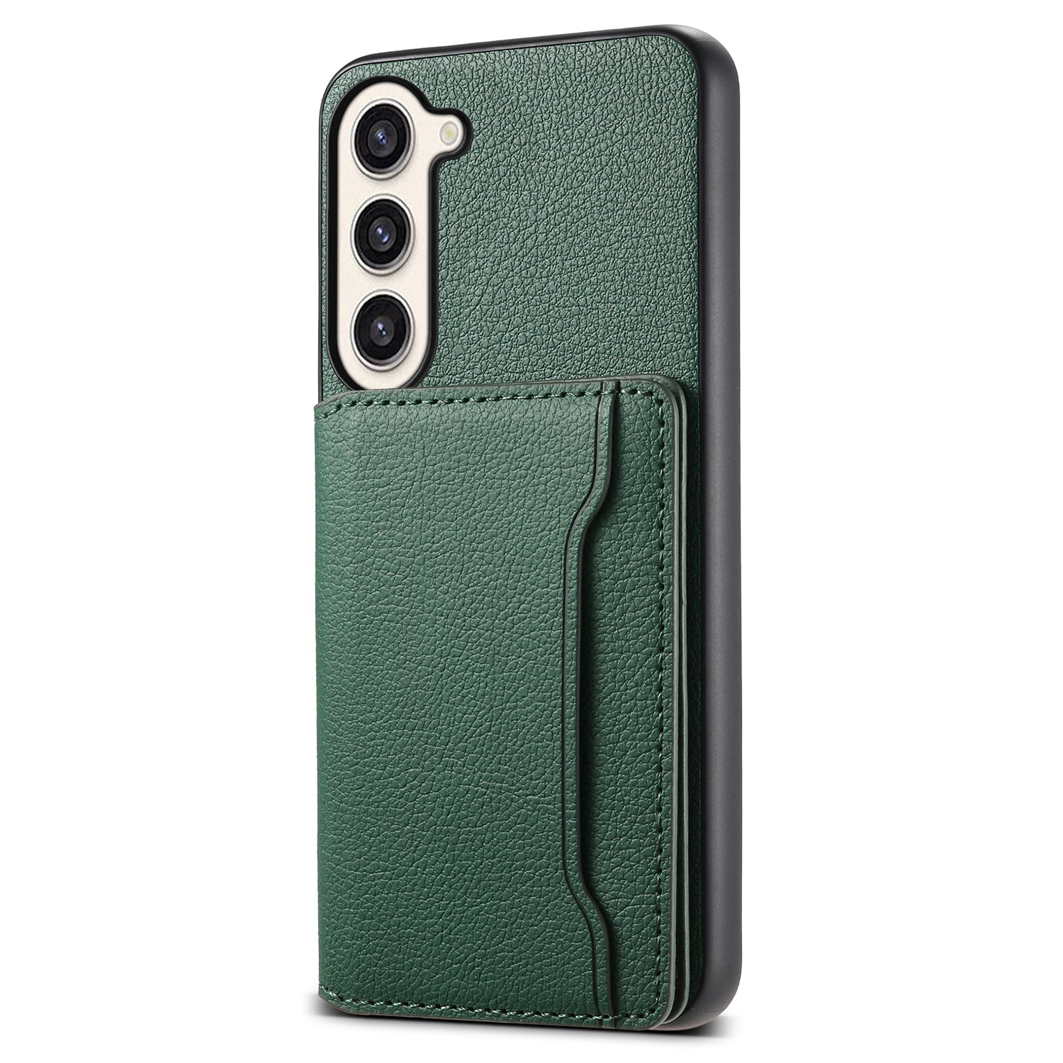 For Samsung Galaxy S23+ Case Card Slots Kickstand Leather Coated TPU+PC Phone Cover