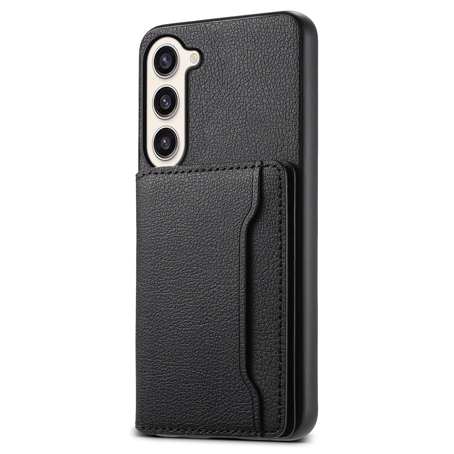 For Samsung Galaxy S23+ Case Card Slots Kickstand Leather Coated TPU+PC Phone Cover