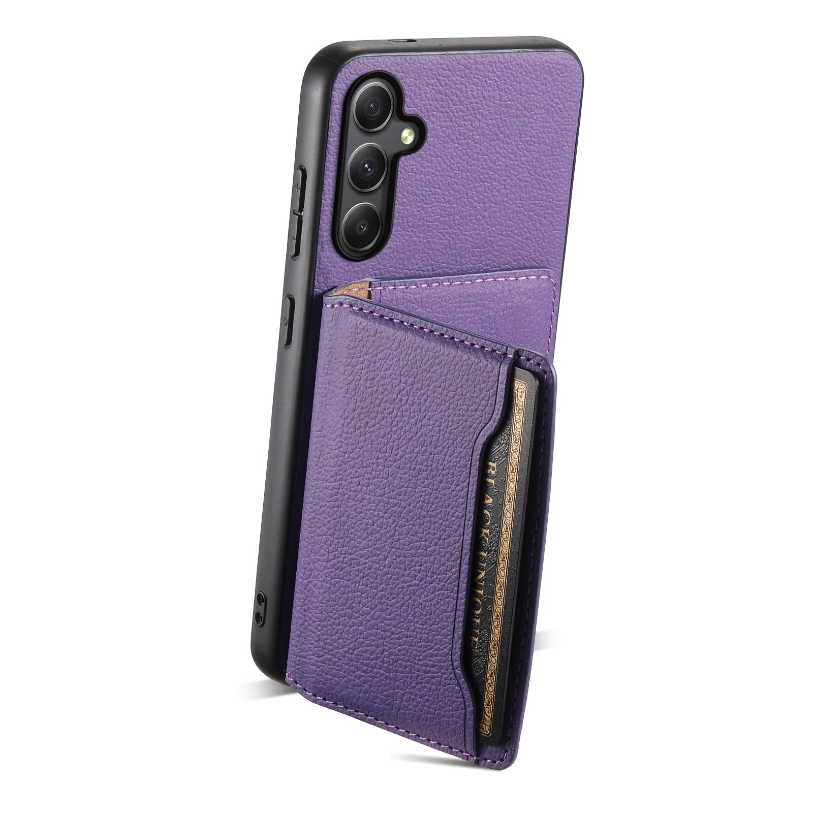 For Samsung Galaxy S23 FE Case Calf Texture Leather Coating Phone Cover with Card Slots