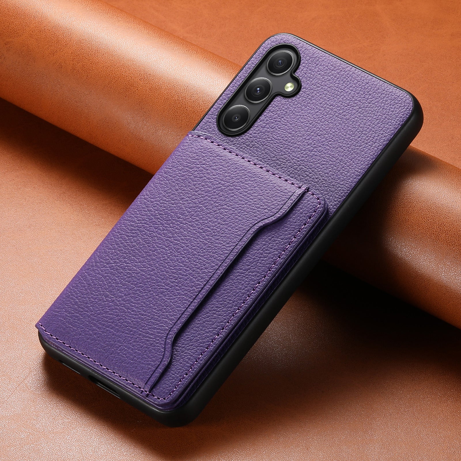 For Samsung Galaxy S23 FE Case Calf Texture Leather Coating Phone Cover with Card Slots