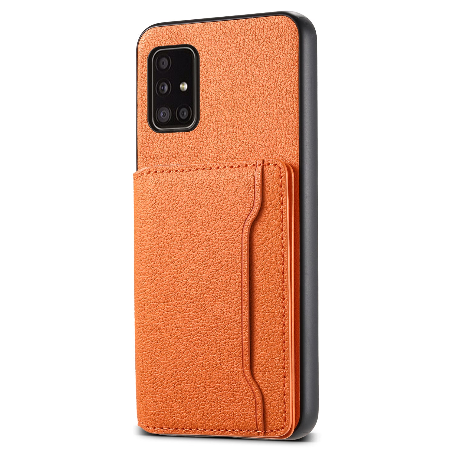For Samsung Galaxy A51 4G SM-A515 Case Card Holder Leather+PC+TPU Phone Kickstand Cover