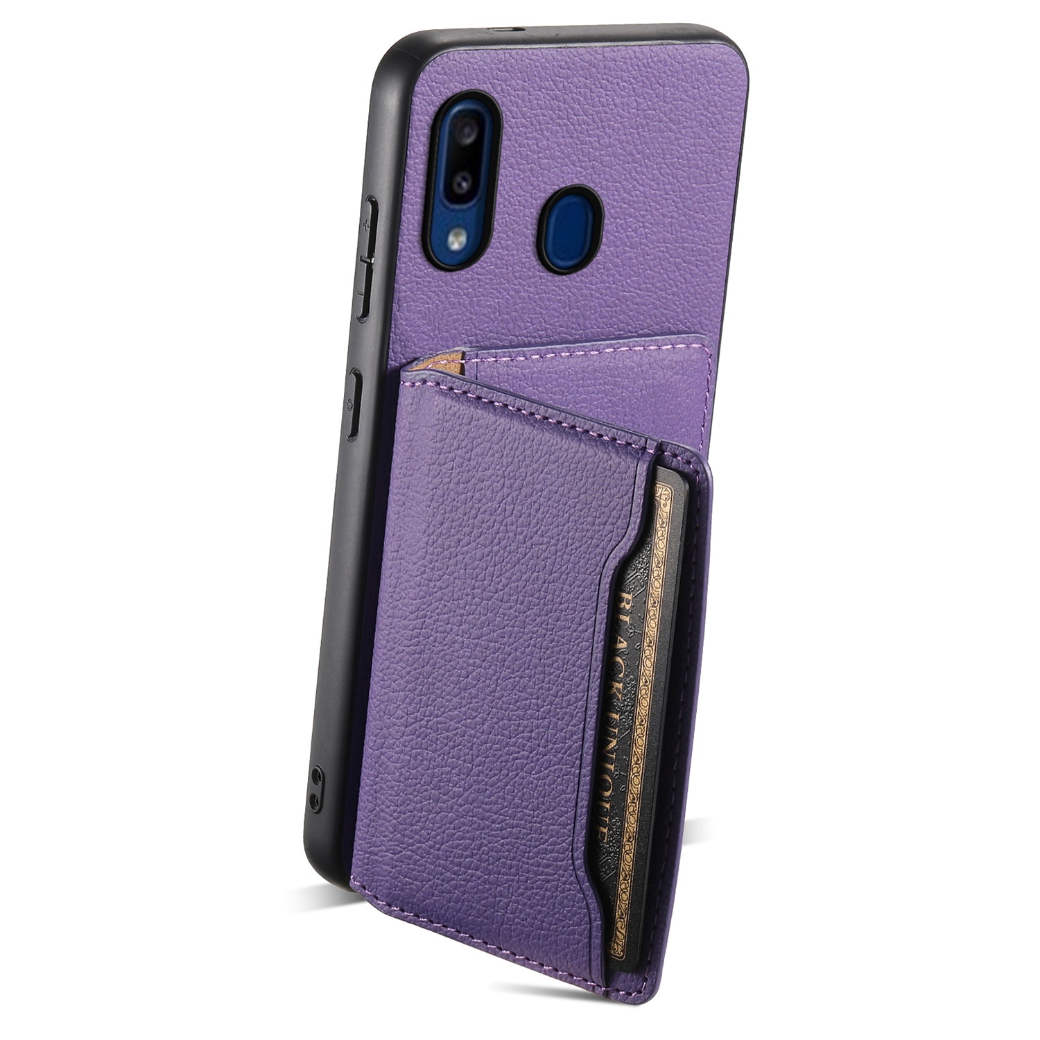 For Samsung Galaxy A20 / A30 Kickstand Case TPU+PC+PU Phone Cover with Card Slots