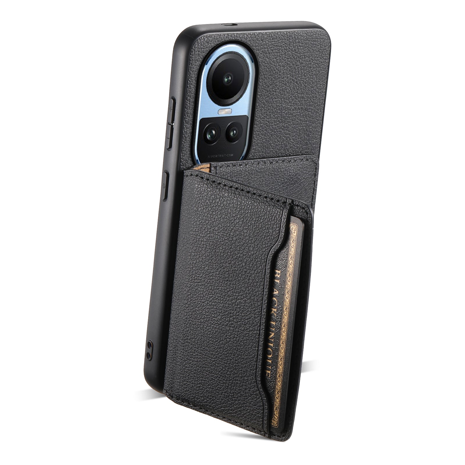 For Oppo Reno10 5G (Global) Case Phone Protective Cover Calf Texture Card Slots Shell