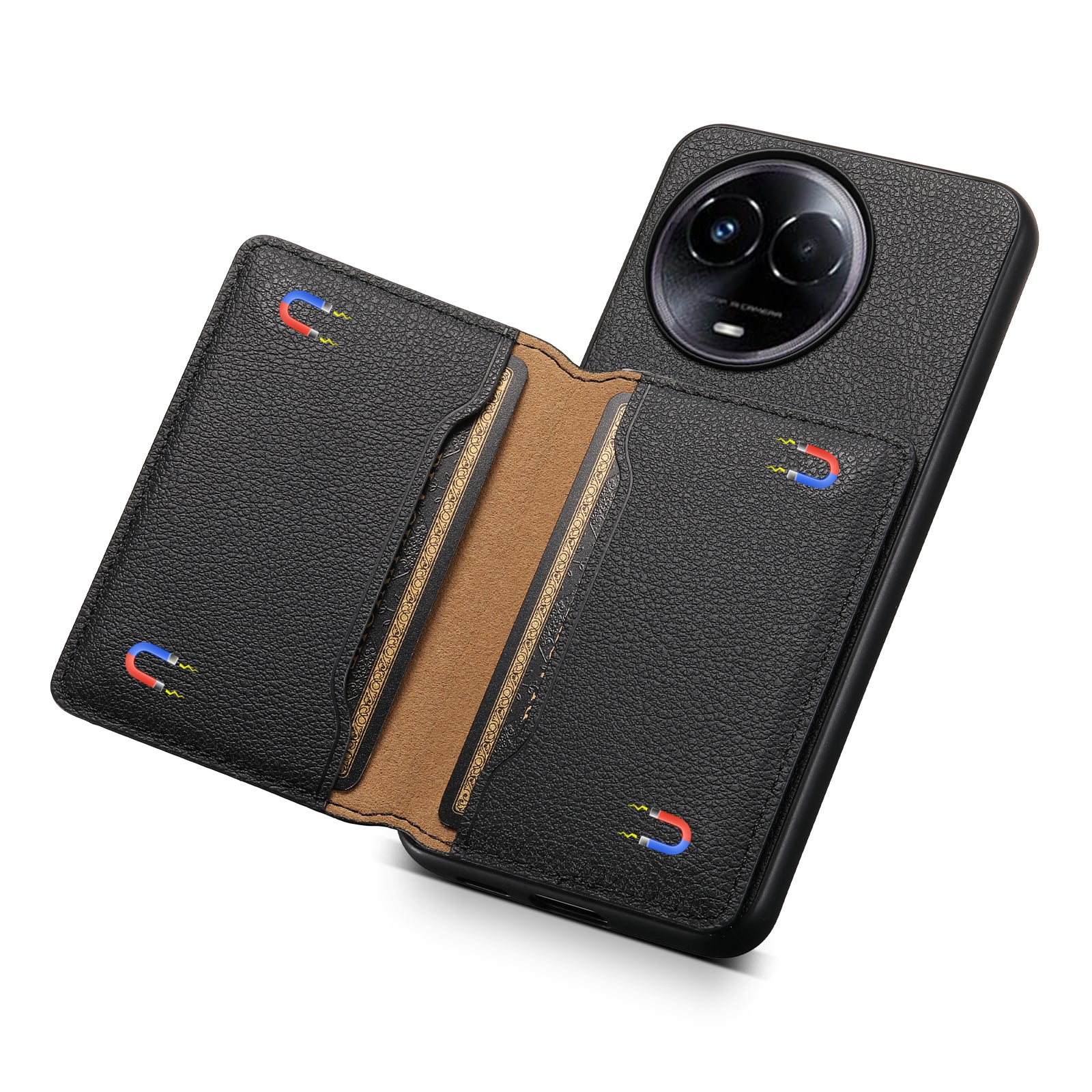 For Realme 11 5G (Global) Cover Phone Protective Shell Calf Texture Card Slots Case