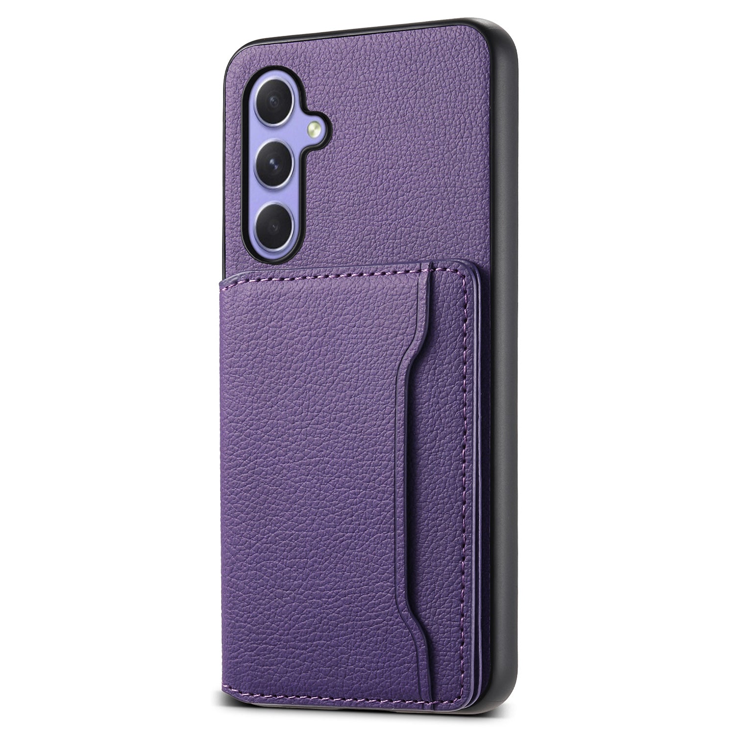 For Samsung Galaxy A55 5G Case PU Leather Coated PC+TPU Cover with Card Slots Kickstand