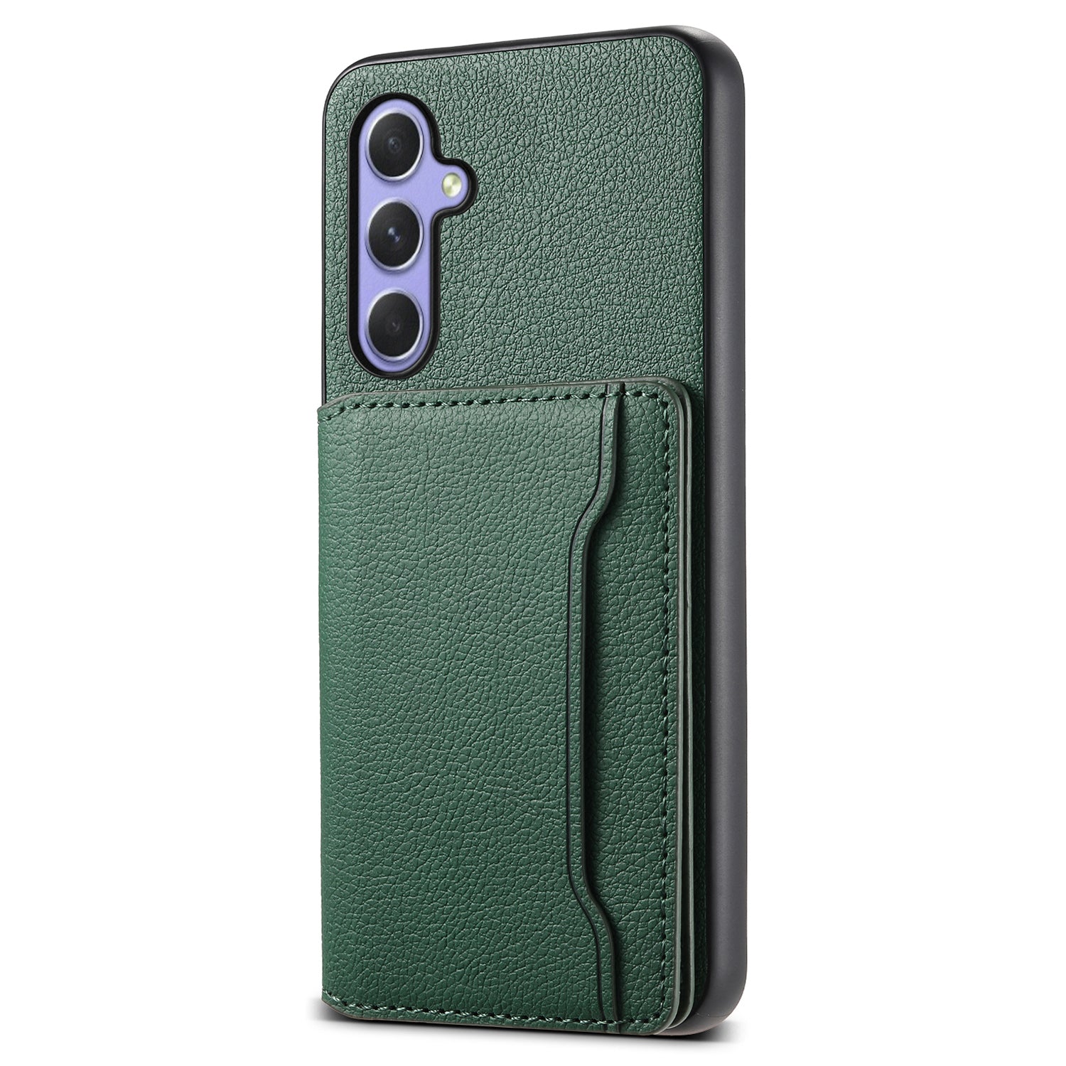 For Samsung Galaxy A55 5G Case PU Leather Coated PC+TPU Cover with Card Slots Kickstand