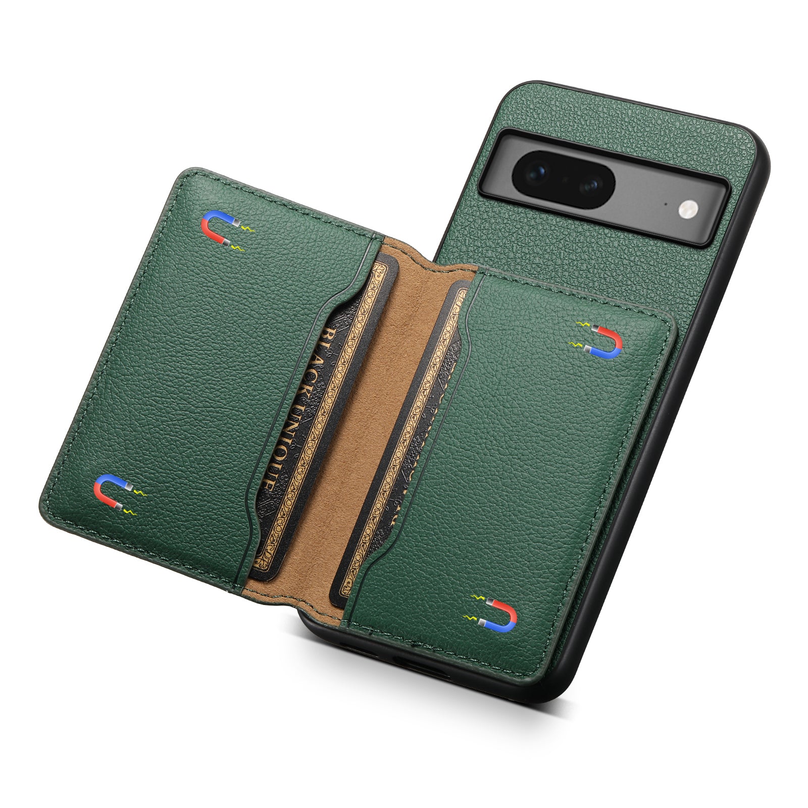 For Google Pixel 7 5G Kickstand Case Leather+PC+TPU Hybrid Phone Cover with Card Slots