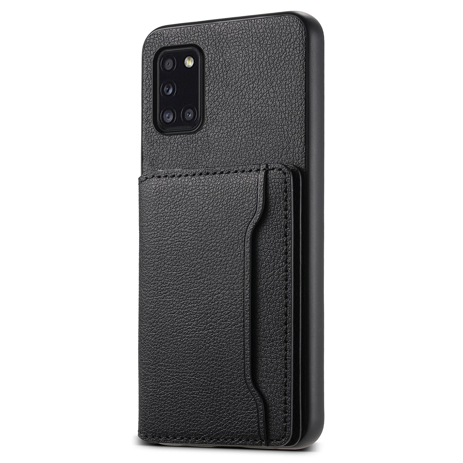 For Samsung Galaxy A31 Case Card Slots Kickstand Back Phone Cover with Calf Texture
