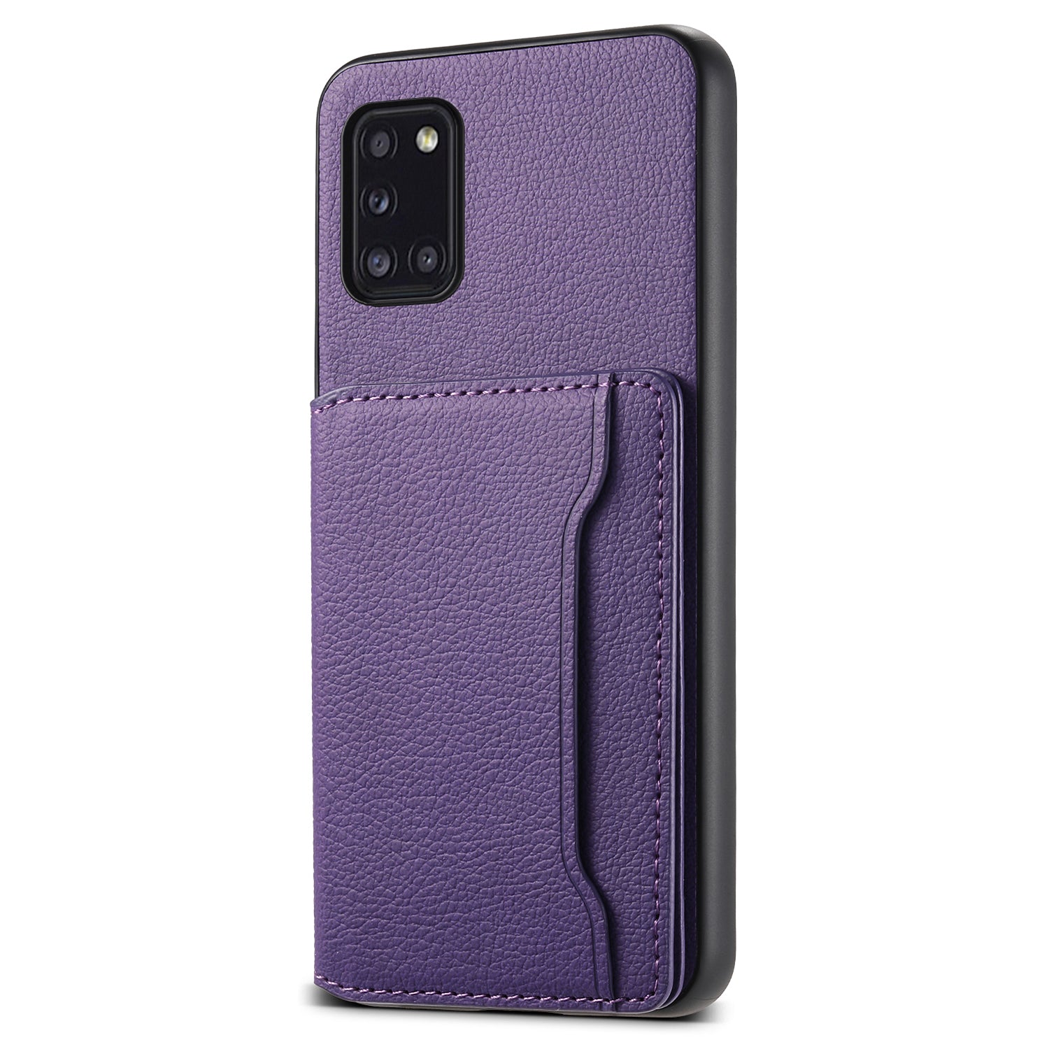 For Samsung Galaxy A31 Case Card Slots Kickstand Back Phone Cover with Calf Texture
