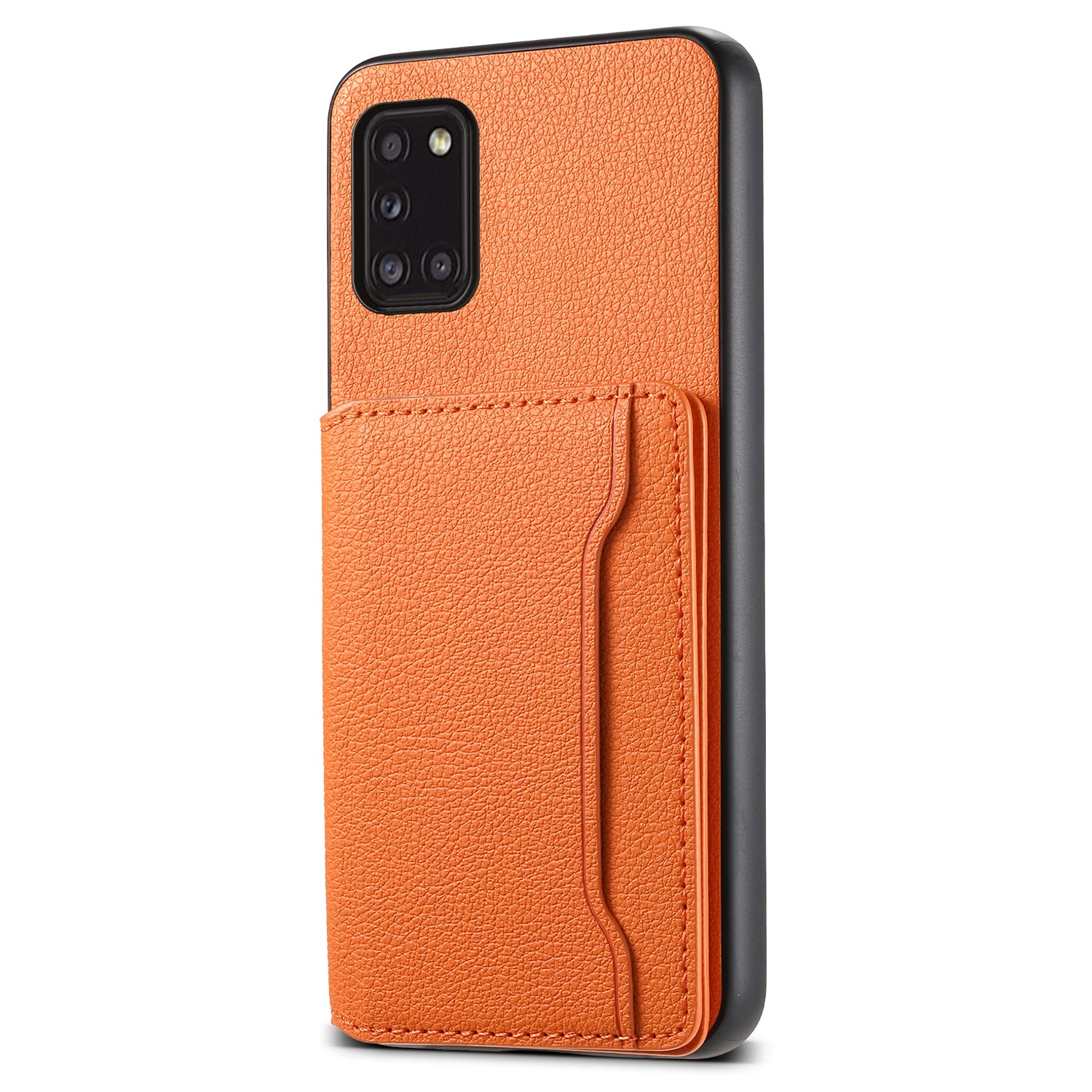 For Samsung Galaxy A31 Case Card Slots Kickstand Back Phone Cover with Calf Texture