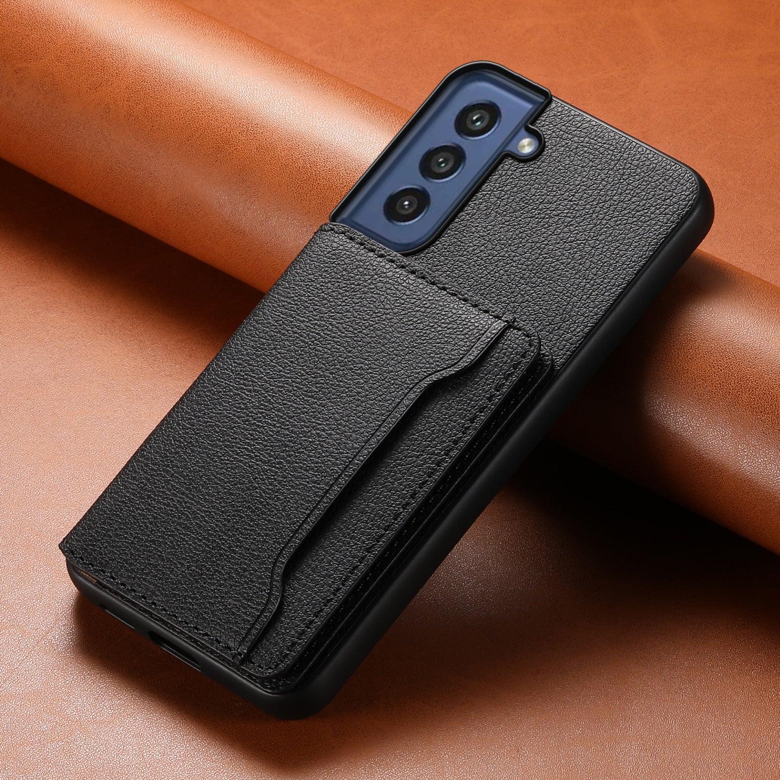 For Samsung Galaxy S21 FE 5G Phone Shell Phone Protective Cover Calf Texture Card Slots Case