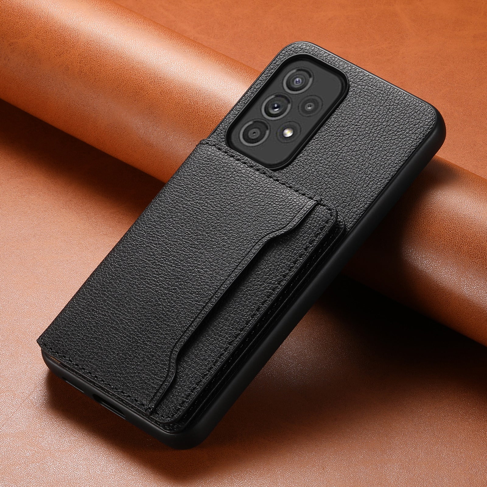 For Samsung Galaxy A33 5G Card Slots Case Kickstand TPU+PC+PU Phone Cover