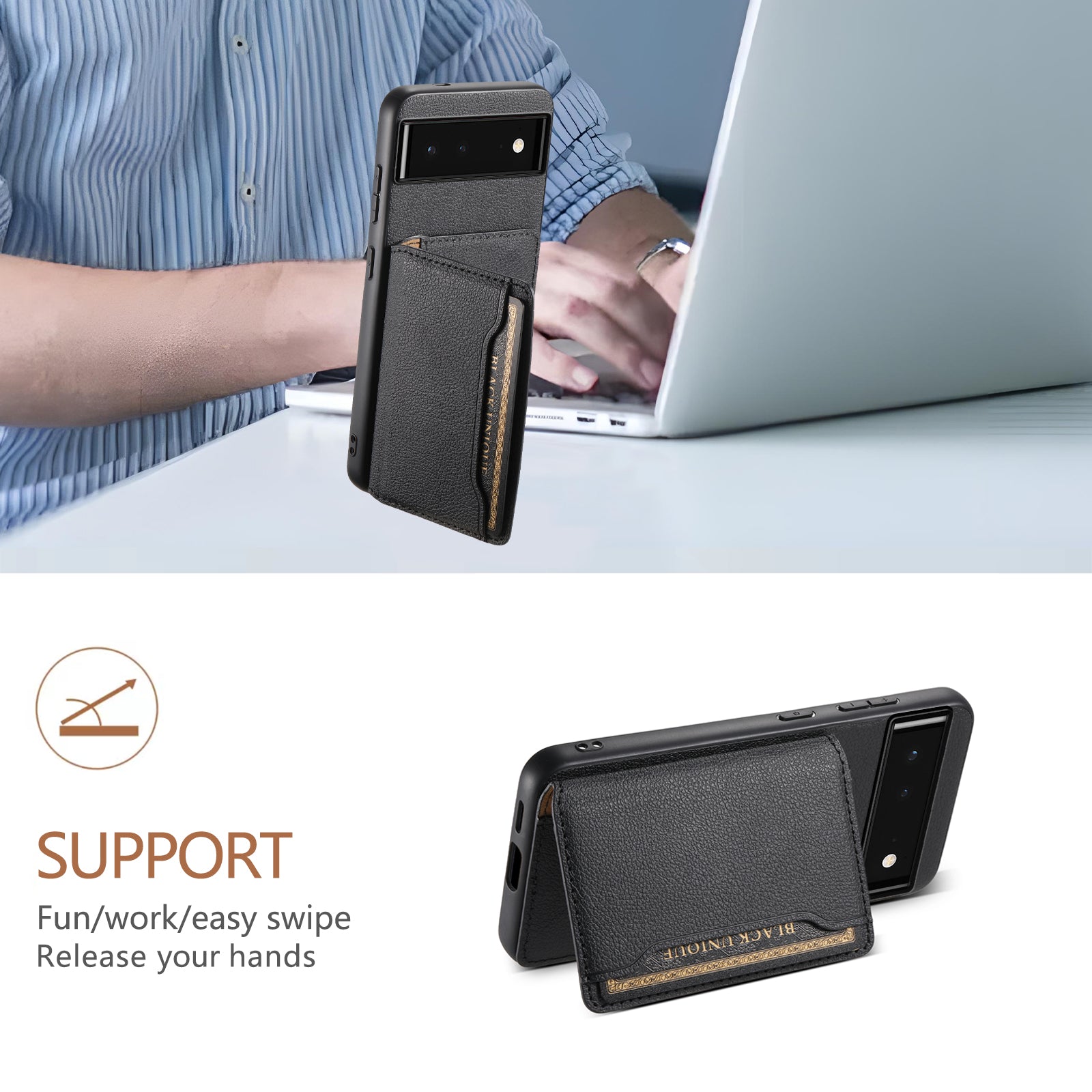For Google Pixel 6 PC+TPU+PU Leather Phone Case Card Slots Magnetic Kickstand Calf Texture Shell