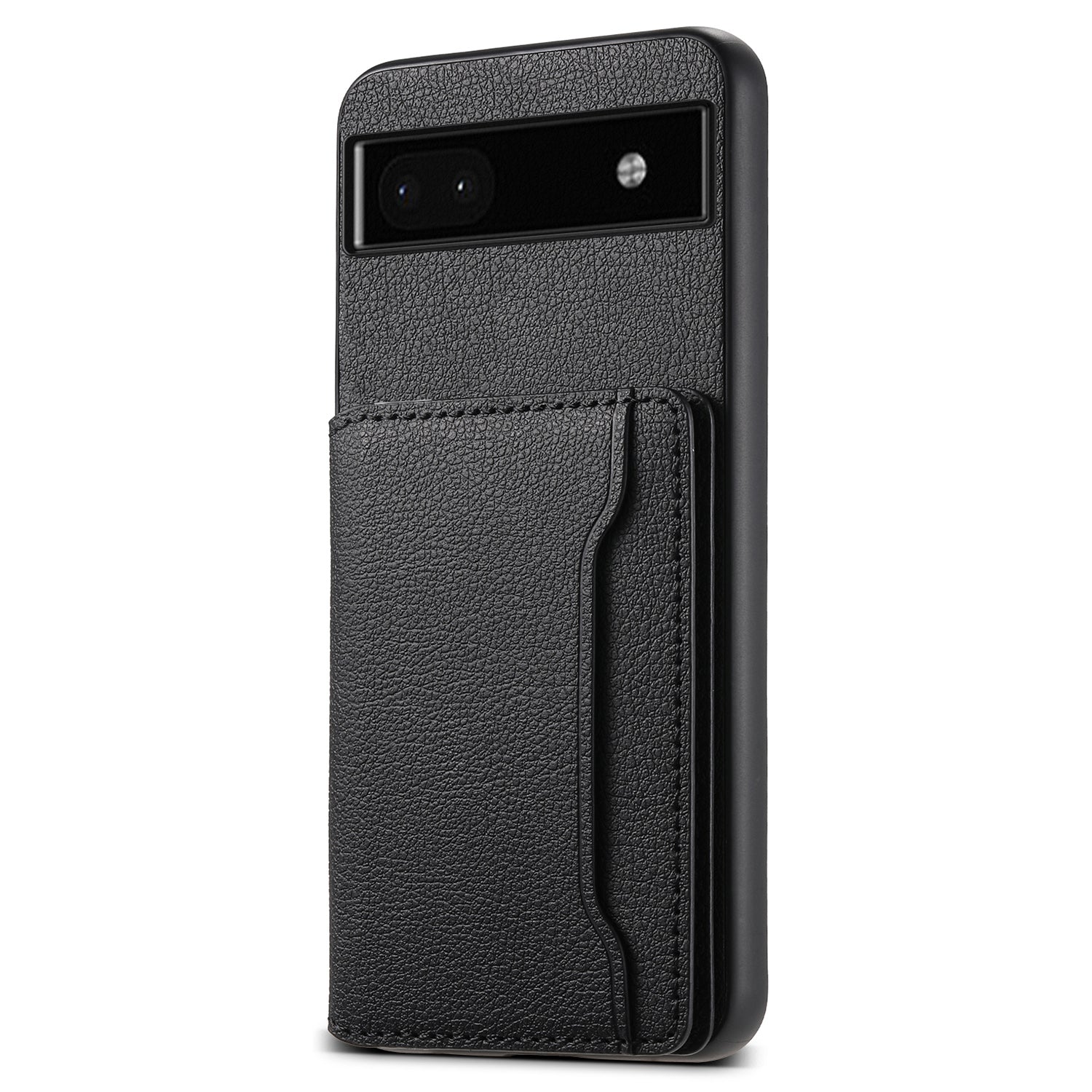 For Google Pixel 6a Cell Phone Case Calf Texture Leather+TPU+PC Card Holder Cover