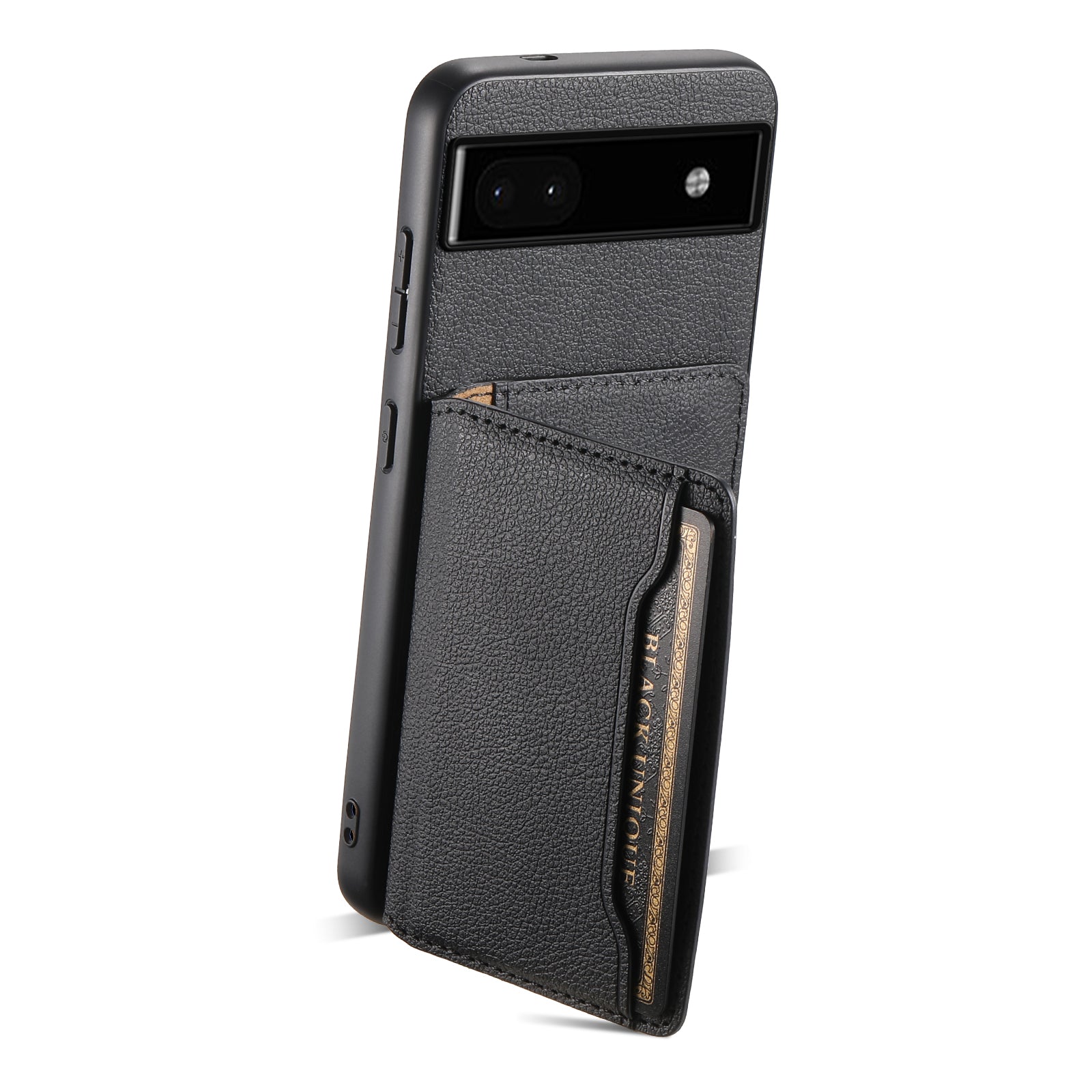 For Google Pixel 6a Cell Phone Case Calf Texture Leather+TPU+PC Card Holder Cover