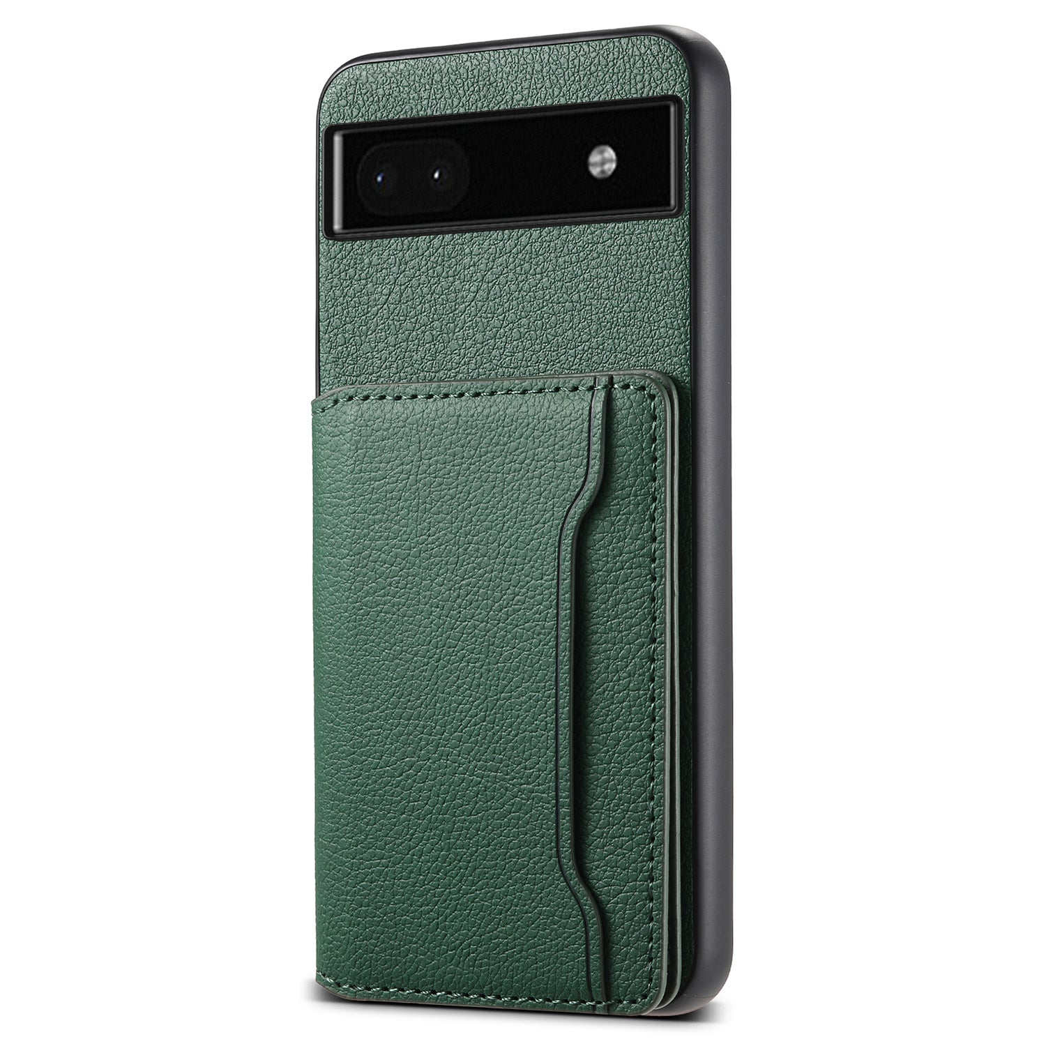 For Google Pixel 6a Cell Phone Case Calf Texture Leather+TPU+PC Card Holder Cover