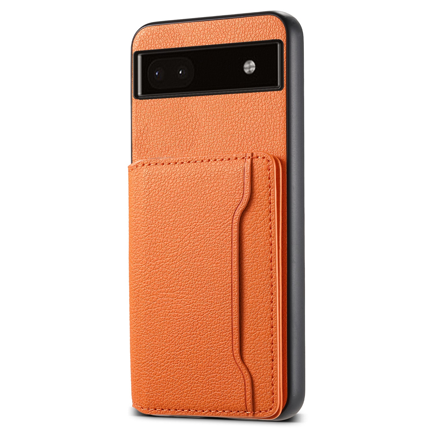 For Google Pixel 6a Cell Phone Case Calf Texture Leather+TPU+PC Card Holder Cover