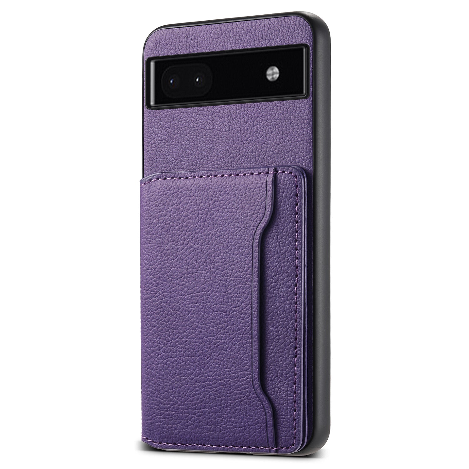 For Google Pixel 6a Cell Phone Case Calf Texture Leather+TPU+PC Card Holder Cover