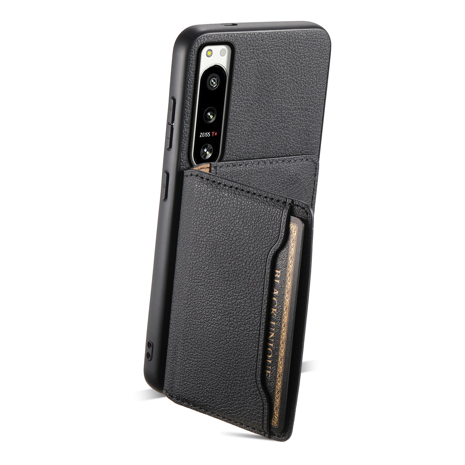 For Sony Xperia 5 IV 5G Case Drop-proof Calf Texture Card Holder Back Cover