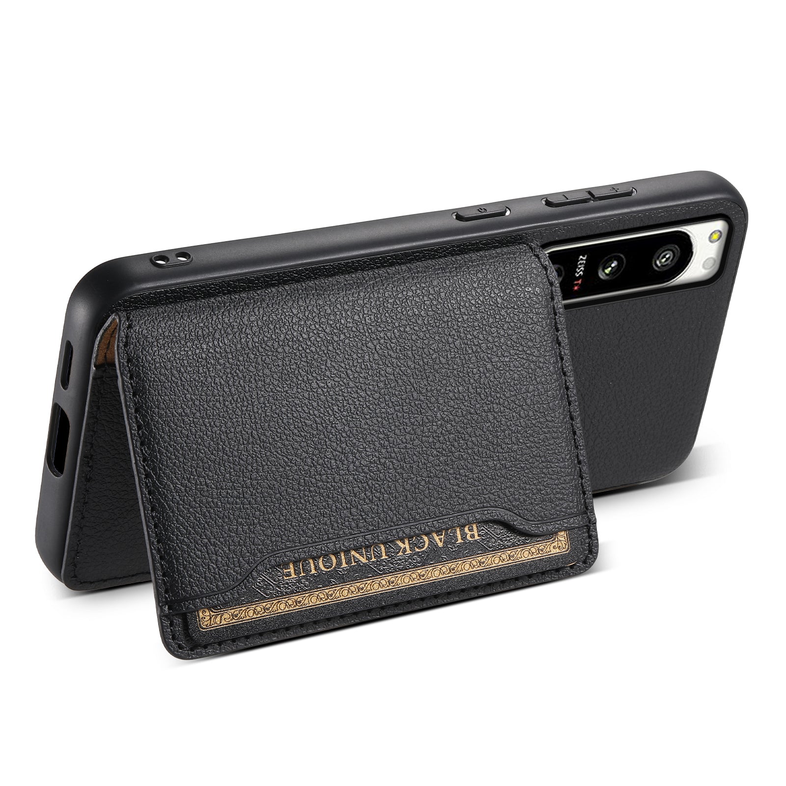 For Sony Xperia 5 IV 5G Case Drop-proof Calf Texture Card Holder Back Cover