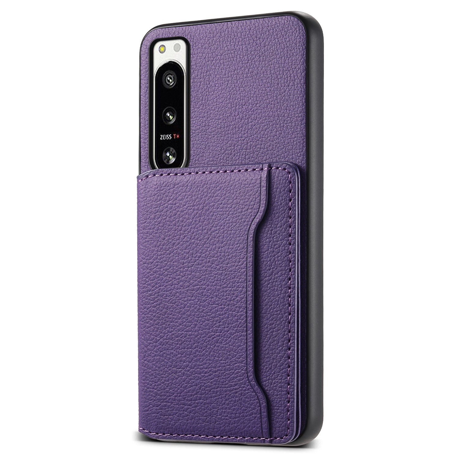 For Sony Xperia 5 IV 5G Case Drop-proof Calf Texture Card Holder Back Cover