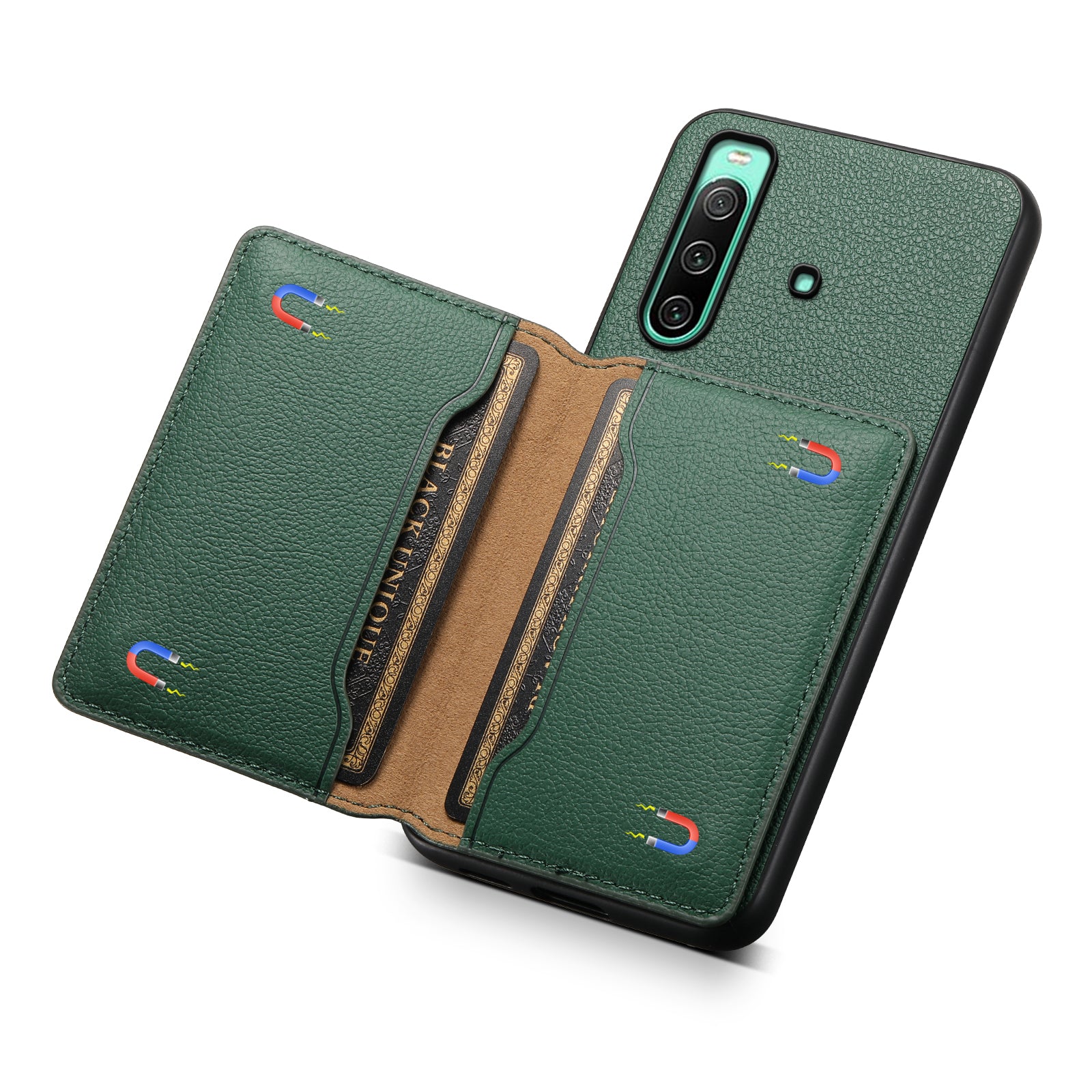 For Sony Xperia 10 IV 5G Phone Case Card Slots TPU+PC+PU Kickstand Cover