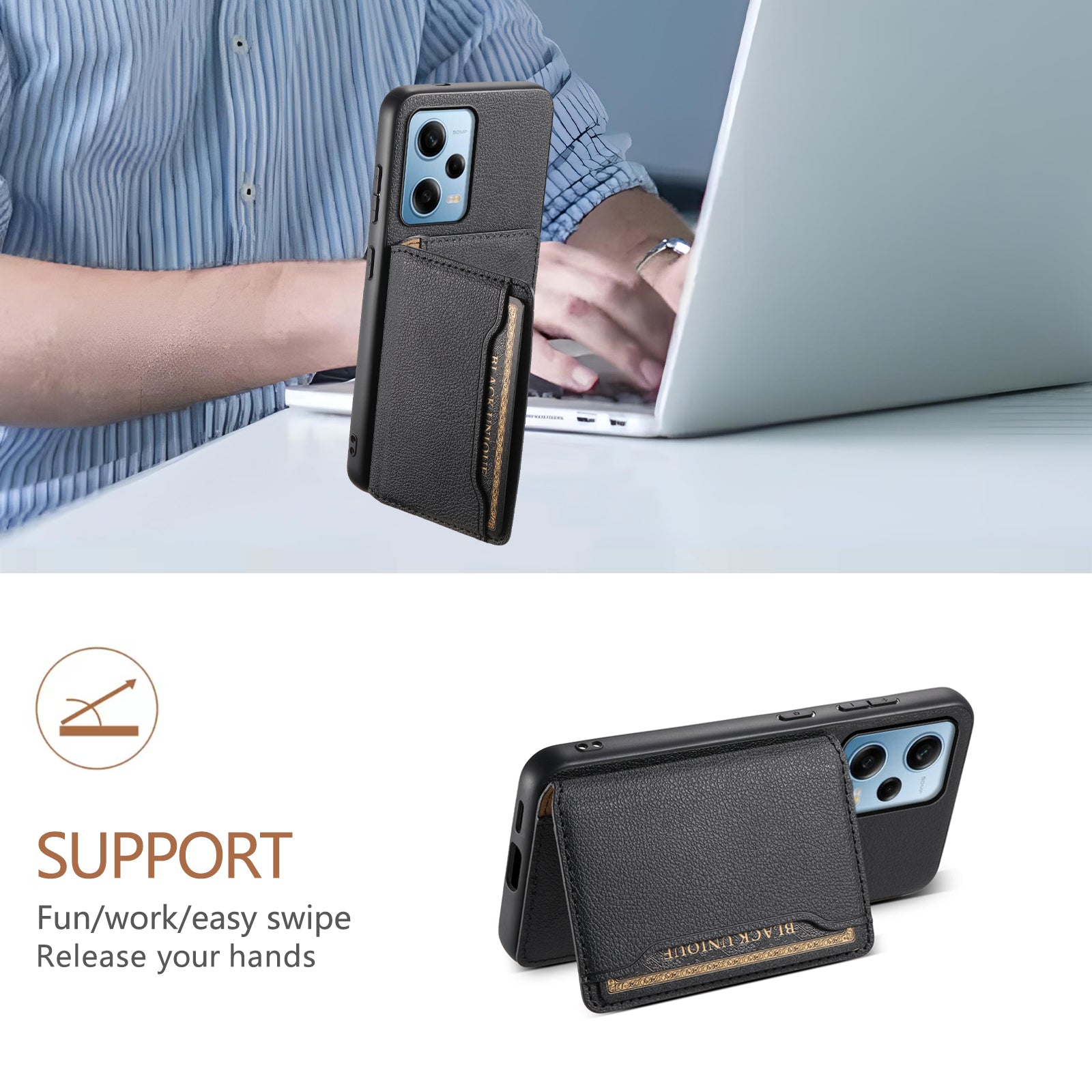 For Xiaomi Redmi Note 12 Pro 5G / 12 Pro Speed 5G / Poco X5 Pro 5G Case TPU+PC+PU Kickstand Phone Cover with Card