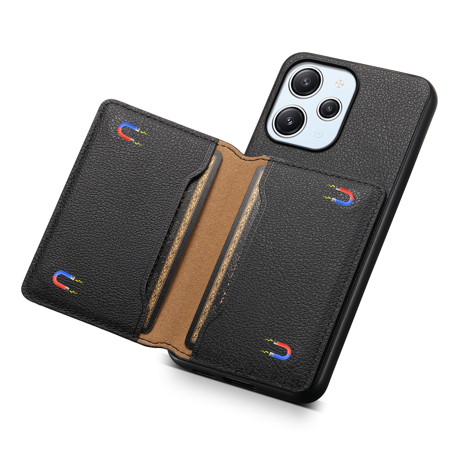 For Xiaomi Redmi Note 12R 5G / Redmi 12 5G (Global) / Redmi 12 4G Case Calf Texture Card Slots Shell